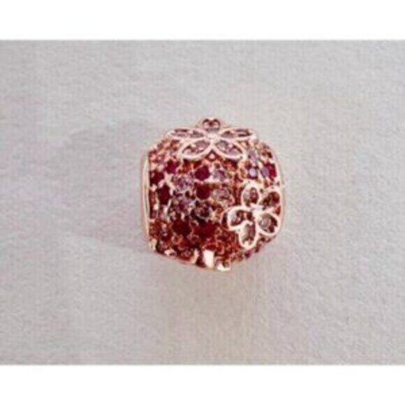 Pink Pav?? Daisy Flower Charm - 14k rose gold - Fits Pandora Charm Bracelets - Picture 5 of 5